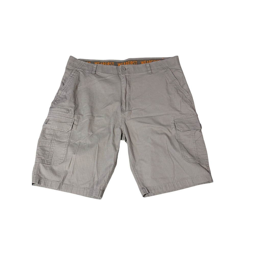 WearFirst Mens Gray Ripstop Cargo Shorts Size 42 Cotton Blend Outdoor Casual